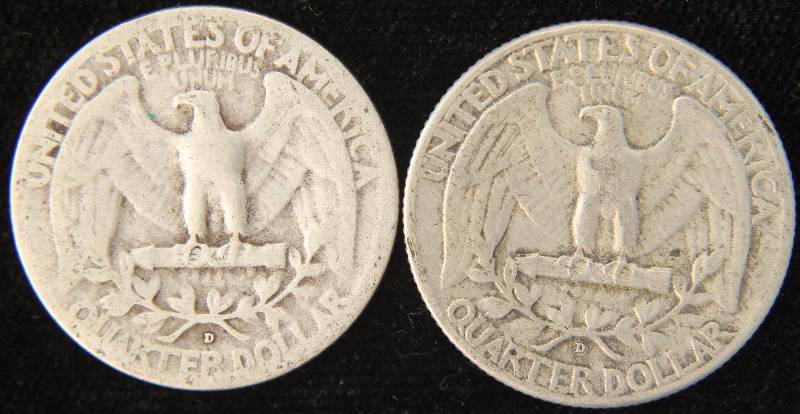 GROUP OF 2 SILVER WASHINGTON QUARTERS 1943-D & 1945-D