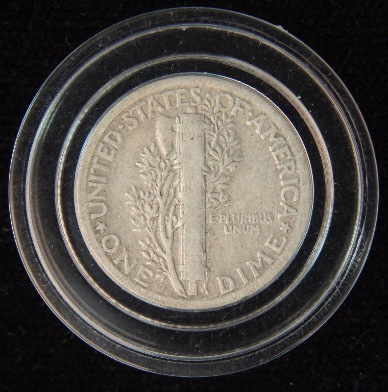 1920 MERCURY SILVER DIME FINE IN AIRTITE HOLDER