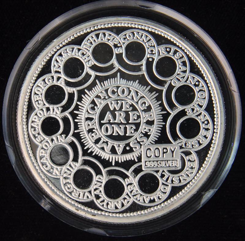 2 TROY OZ. .999 FINE SILVER PROOF 1776 FUGIO DESIGN IN AIRTITE HOLDER