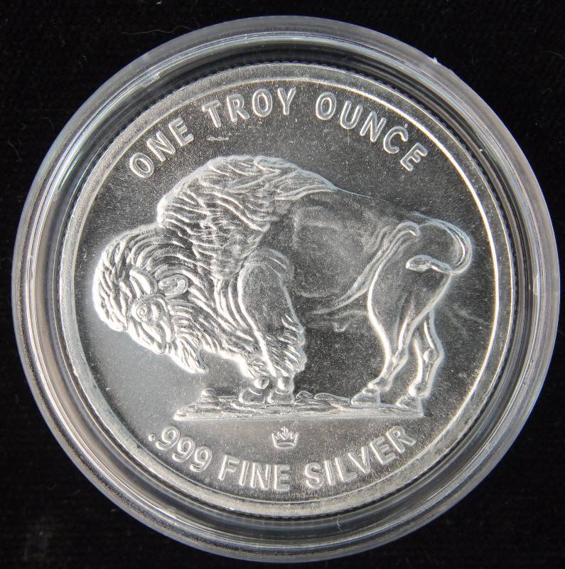 1 TROY OZ. .999 FINE SILVER INDIAN BUFFALO DESIGN IN AIRTITE HOLDER