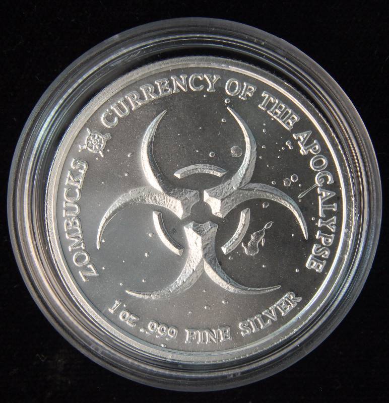 1 TROY OZ. .999 FINE SILVER ZOMBUCKS THE SAINT APOCOLYPSE IN AIRTITE HOLDER