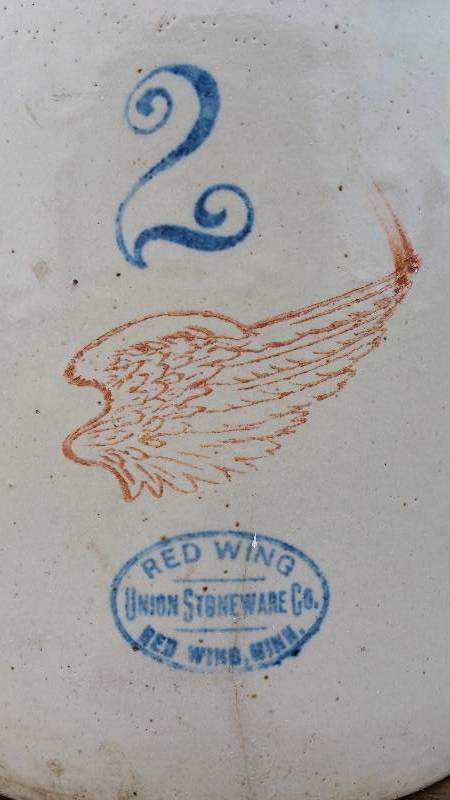 lot 74 image: 2 Gallon Red Wing Crock