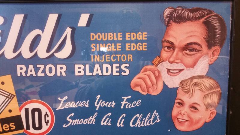lot 108 image: Original Childs Razor Blades Drug Store Advertisement