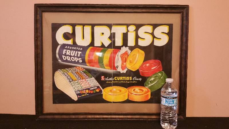 lot 109 image: 1940s Curtiss Fruit Drops 2-Page Advertising - Framed