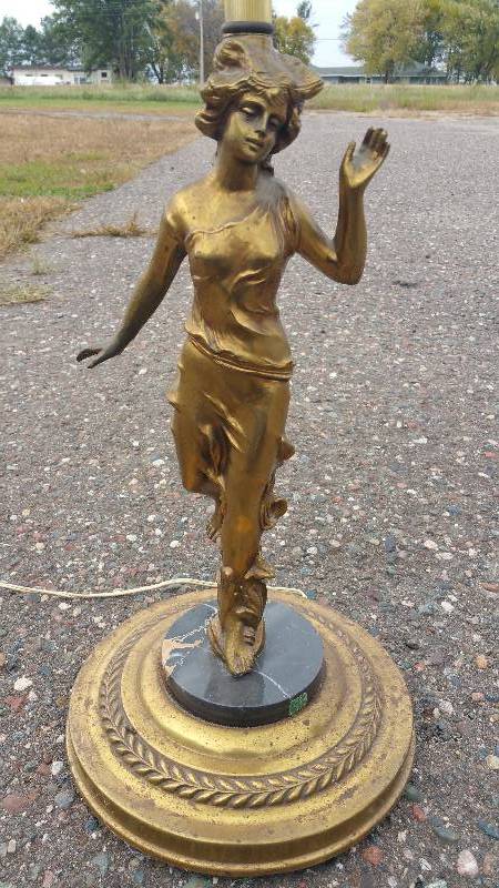 lot 110 image: Marble & Spelter Figural Sculpture Floor Lamp