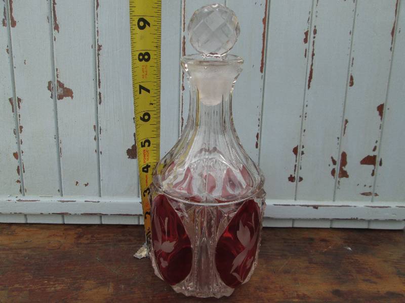 lot 136 image: Clear and Ruby Decanter