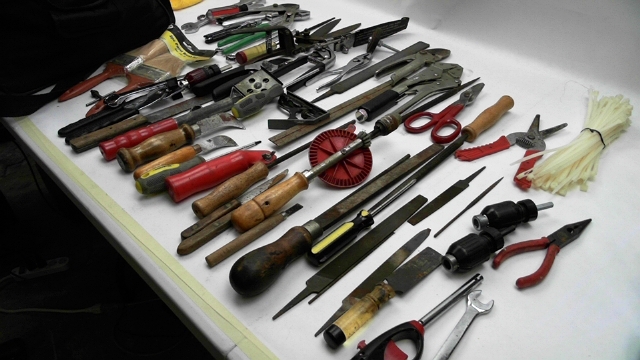 lot 803 image: Assorted Hand Tools -- Files, Snips, Screw Drivers, Wrenches etc.