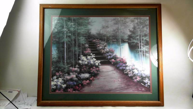 lot 609 image: D. Romanello Flower Sidewalk Framed Print