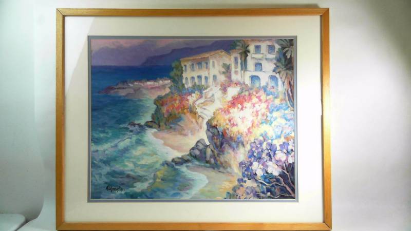 lot 613 image: Kubnert 94 Pastel Seascape Framed Print