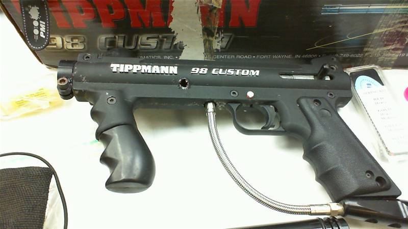 lot 13 image: Lot of Paint Ball Equipment. Masks, Paintball gun, Air tank, Hoppers, Paintballs, USED