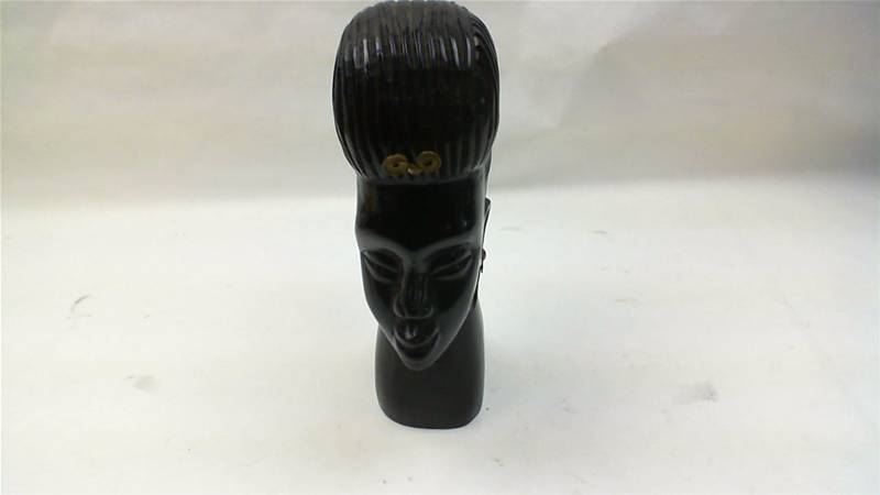 lot 23 image: African Ethnic Wood Carving Bust With Metal Accents