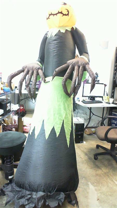 lot 44 image: Alcove 8 foot Tall Inflatable Pumpkin Witch Halloween Decoration Yard Art