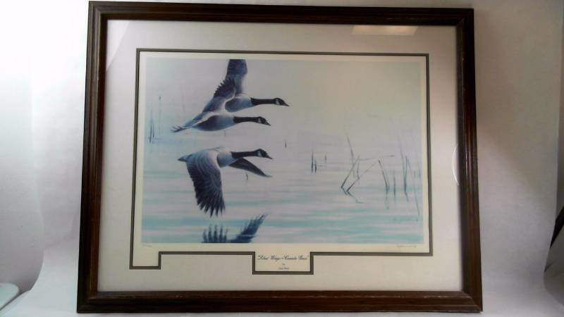 lot 630 image: Silent Wings - Canadian Geese by Gary Moss, Print