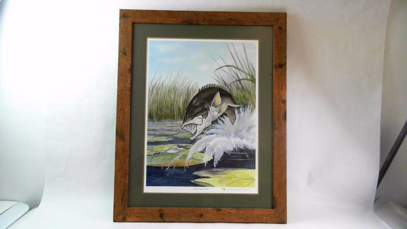 lot 631 image: Large Mouth Bass Print Signed by Rhynard Klingbeil