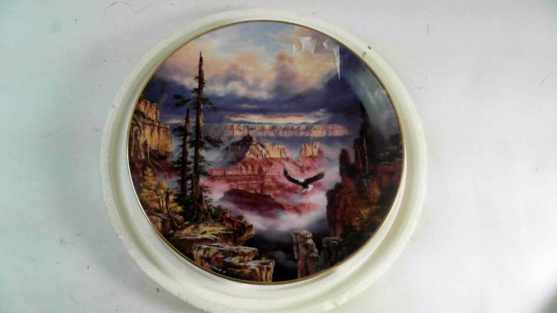 lot 641 image: Danbury Mint Where the Eagles Soar Grand Canyon Plate by Rudi Reichardt