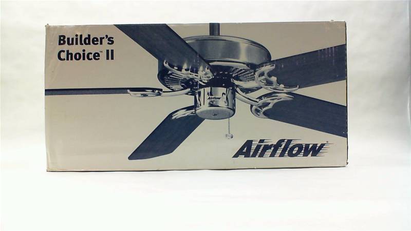 lot 69 image: AIRFLOW 270-45 52 Energy Star Builders Choice II Ceiling Fan Brshd Nickel W 5 MahoganyMaple Blade NEW OPEN BOX