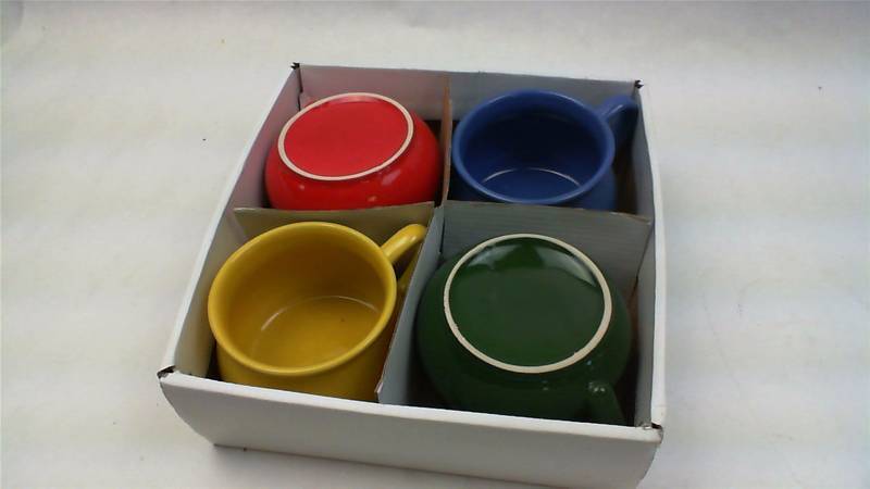 lot 121 image: 4 Generic Ceramic 4 Color Soup Mugs Bowls NEW
