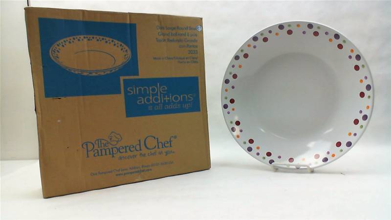 lot 156 image: Pampered Chef Simple Additions DOTS Large Round Serving Bowl SaladPasta