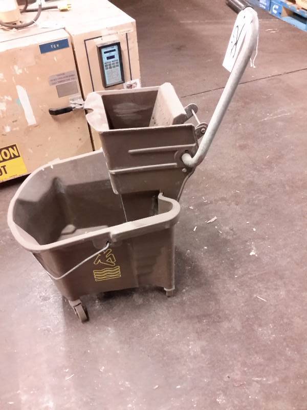 Plastic Scrub Bucket and Squeezer.. 1, Blue brushj, push broom and other broom