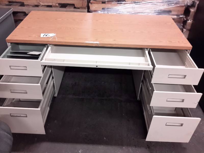Steel Desk with simulated wood top.. Desk Chair