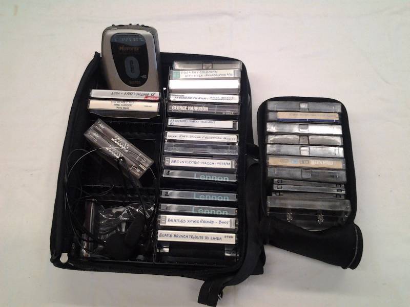 2-Cases Cassettes (Many Beatles) & Personal Cassette Player