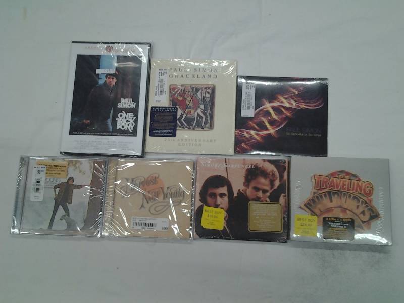 7-Unopened CDs & DVD Paul Simon, Traveling Willburys, Neil Young