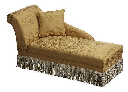 lot 105 image: Tasseled Gold Chaise Lounge