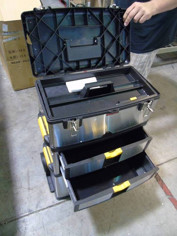 lot 4 image: Master Craft Stainless Steel Roller Tool Box