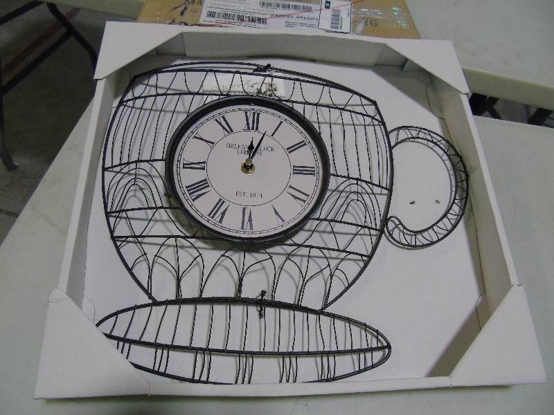 lot 53 image: River Cottage Garden Metal Cup Wall Clock Art