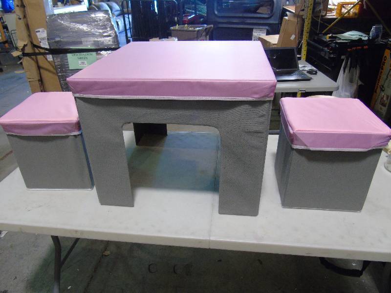 lot 133 image: Ameriwood Jamie Folding Kids Table and Ottoman Set