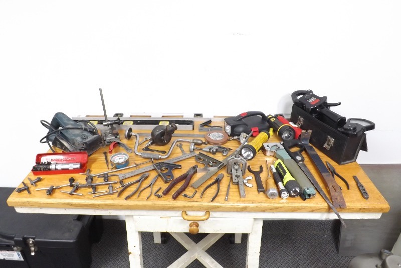 lot 25 image: Large Lot of Vintage etc. Industrial Steampunk Tools