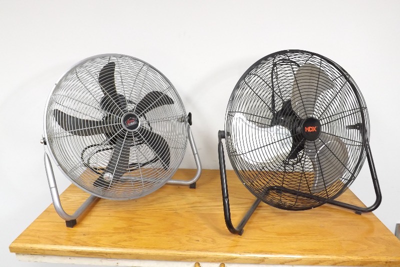 lot 32 image: 2 Tested and Working Industrial Floor Fans