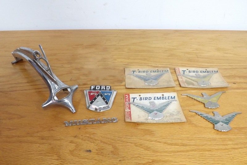 lot 29 image: Vintage Ford Hood Ornaments, Emblems, etc.