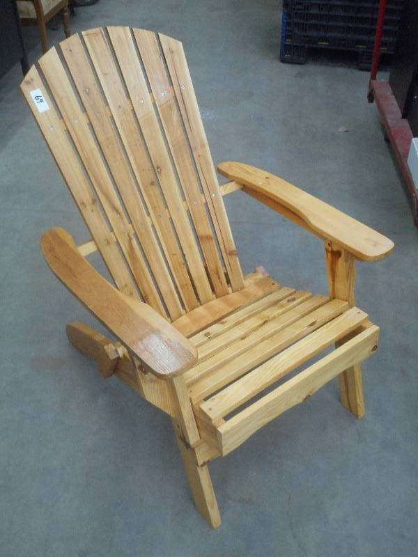 lot 69 image: Folding Wooden Adirondack Chair, Go...