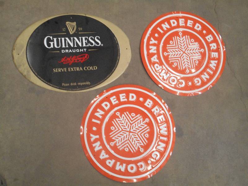 lot 72 image: Lot Of (3) Beer Tin Signs ...