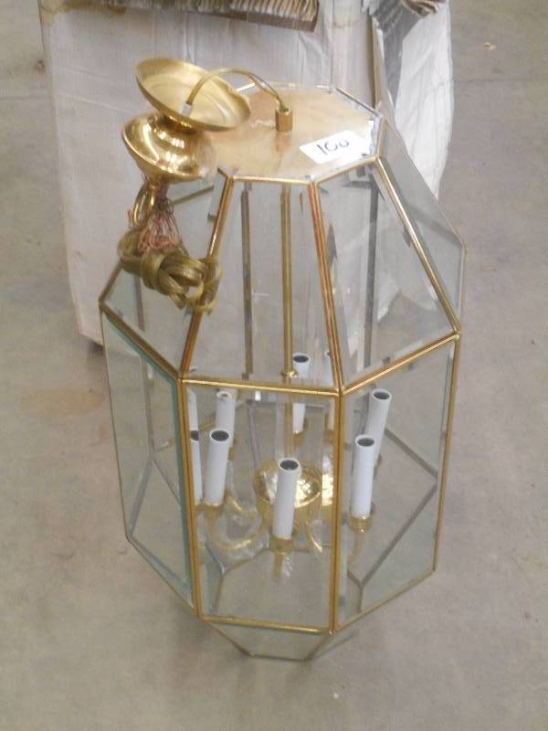 lot 100 image: Unused Bevel-Edge Glass Chandeleer,...