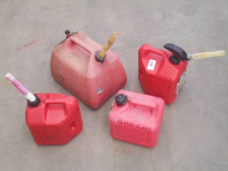 lot 108 image: Lot Of (4) Plastic Gas Cans ...