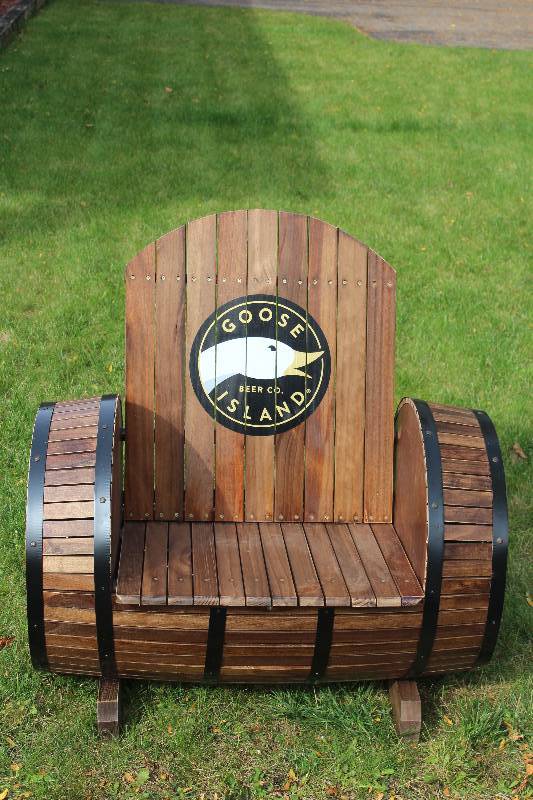 Goose Island Wooden Barrel Chair | West Bloomington Neon Advertising