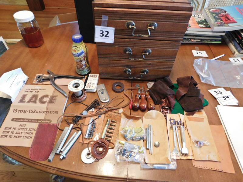 lot 32 image: leather tools