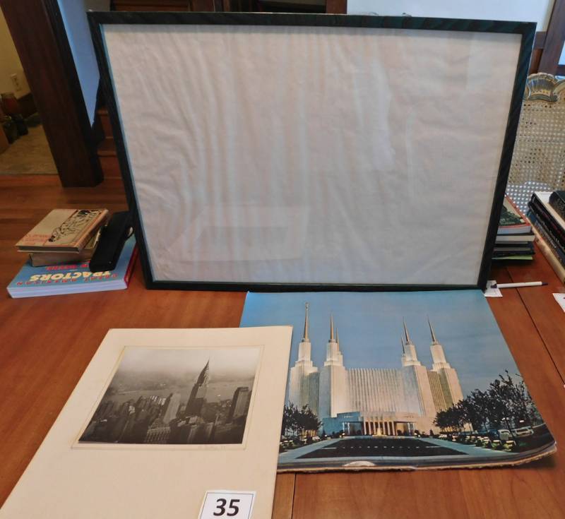 lot 35 image: frame and 2 vintage prints