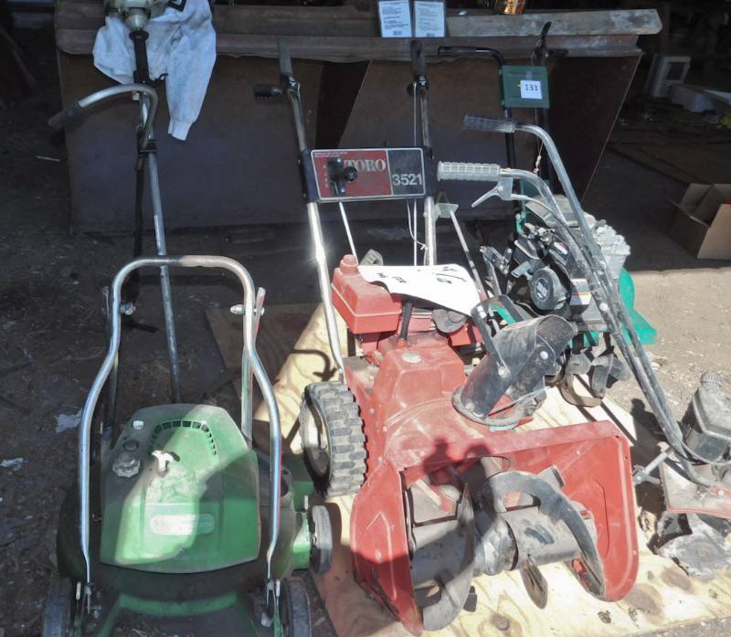 lot 133 image: mowers, snowblower all seen all included