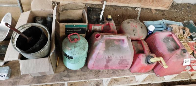 lot 161 image: grease gas cans and more