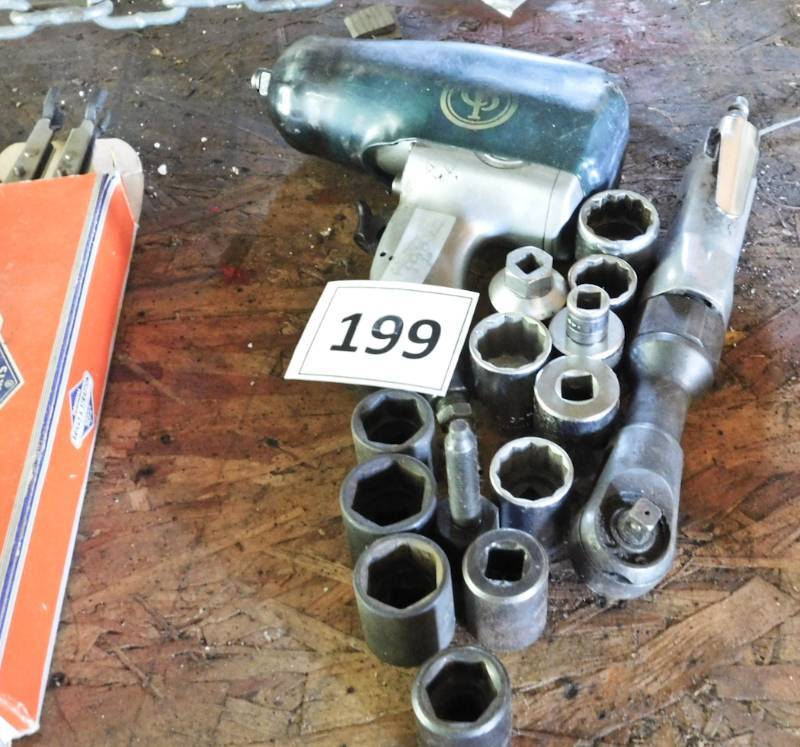 lot 199 image: pneumatic tools and sockets