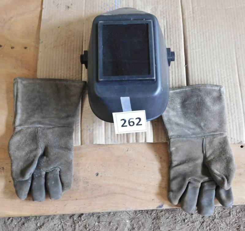 lot 262 image: welding mask and gloves