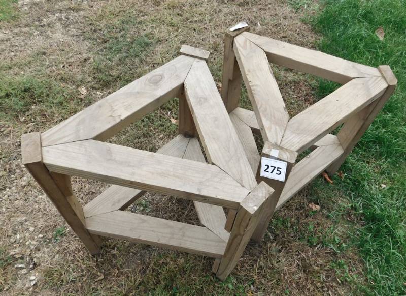 lot 275 image: 2 wooden triangular bases for a table