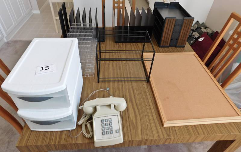 lot 15 image: office supplies sorters phone more