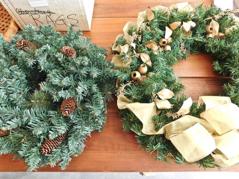 lot 60 image: 2 winter holiday wreaths