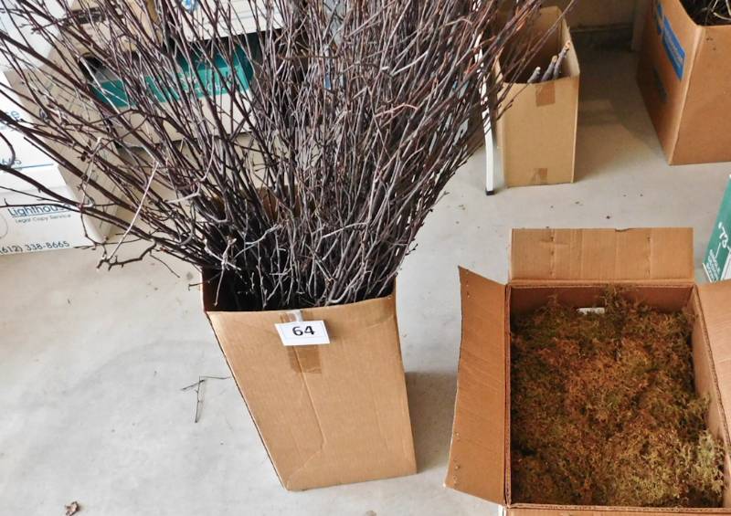 lot 64 image: box of decorative twigs and moss