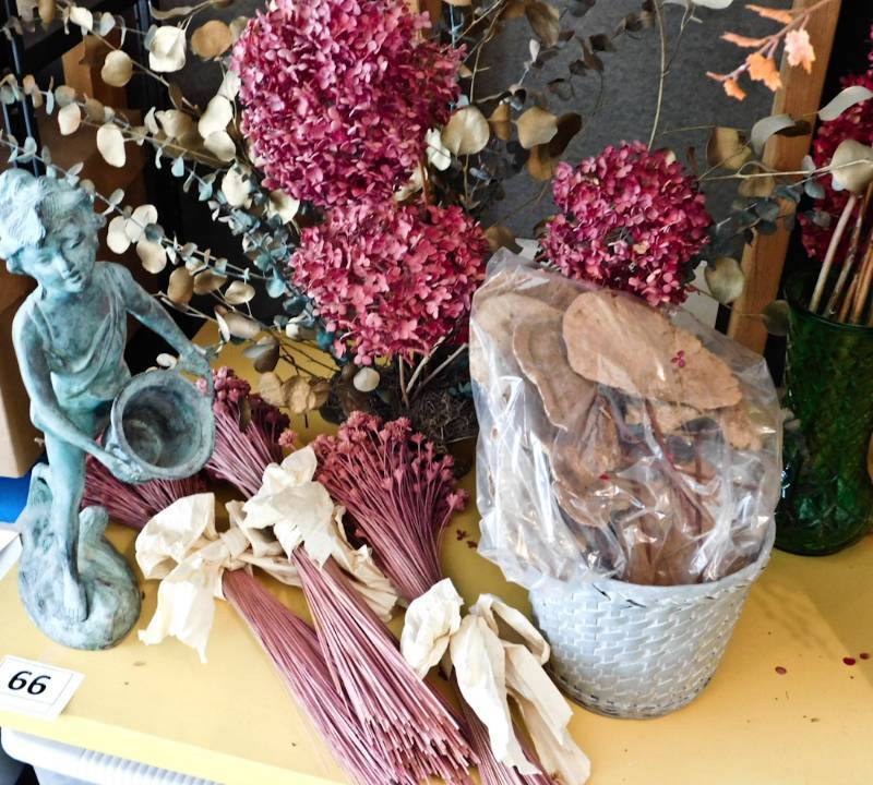 lot 66 image: floral spray, statue boy and more