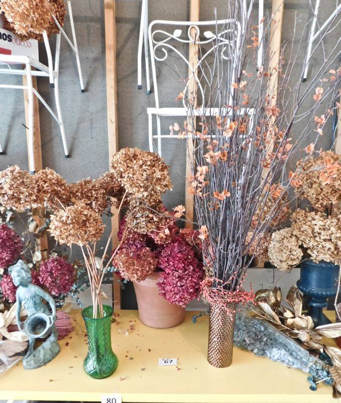 lot 67 image: vases, twigs, dried floral and more